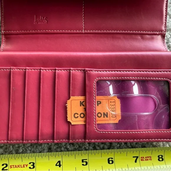 LODIS Vintage EUC Green/Pink Smooth Leather Wallet with Minimalist Design - Picture 11 of 16